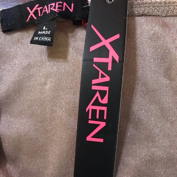 🆕 Xtaren Tan Faux Velvet Midi Dress-Lg (Junior) - Picture 4 of 6